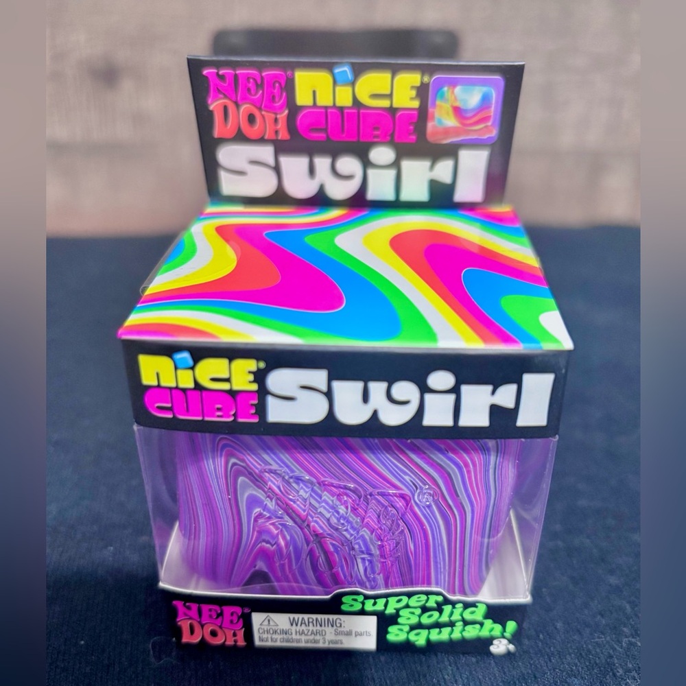 Nice Cube Swirl NeeDoh Super Solid Squish - Purple Pink & Blue Swirl